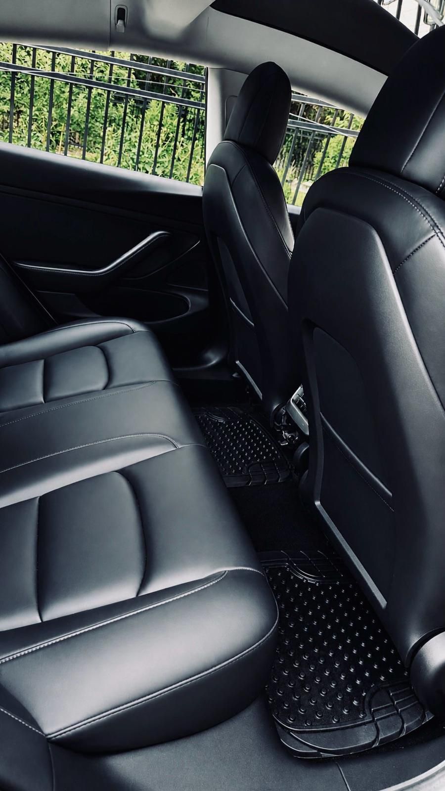 Black leather seat detailing